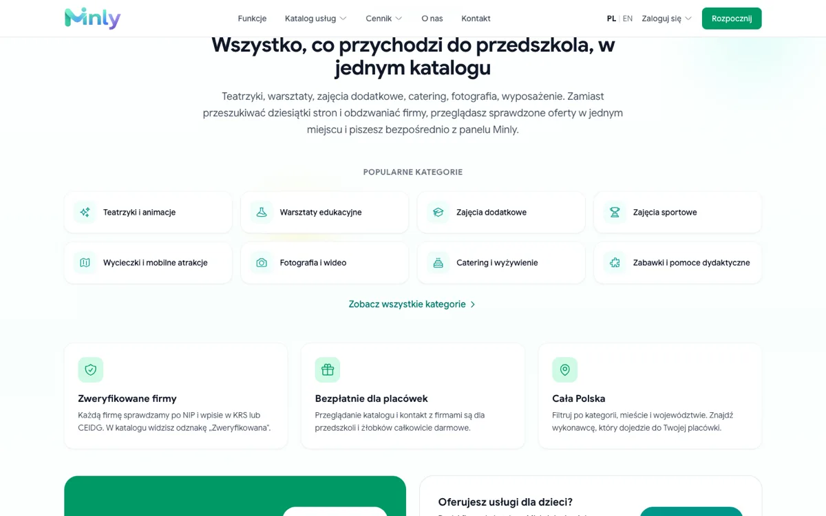 Katalog usług dla dzieci w Minly