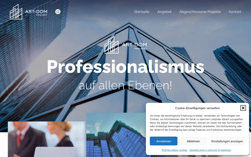 Strona internetowa ART-DOM Projekt, realizacja Weblix
