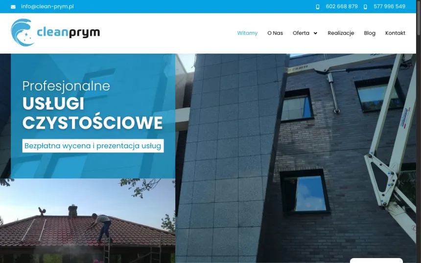 Strona internetowa Clean-Prym, realizacja Weblix
