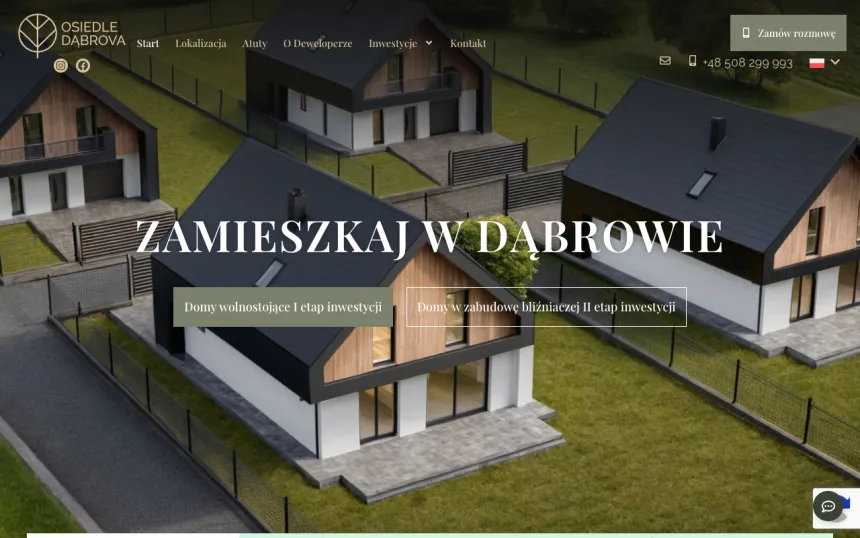 Strona internetowa Osiedle Dąbrova, realizacja Weblix