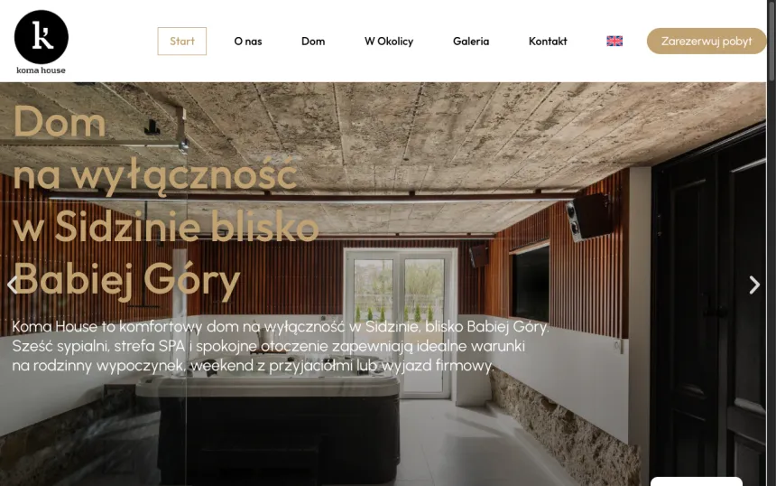 Strona internetowa Koma House, realizacja Weblix