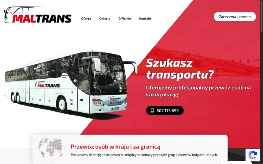 Strona internetowa Maltrans — realizacja Weblix