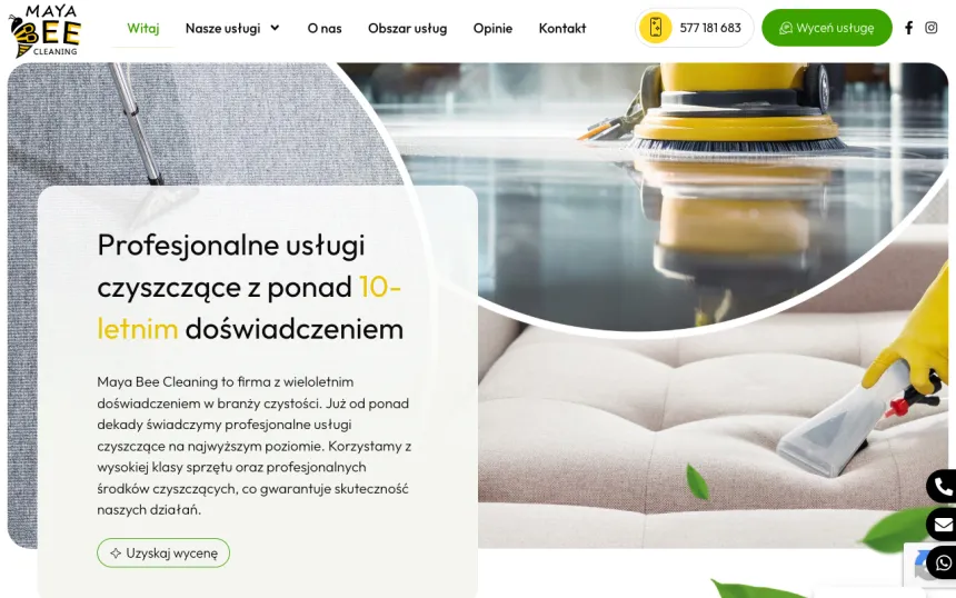 Strona internetowa Maya Bee Cleaning, realizacja Weblix