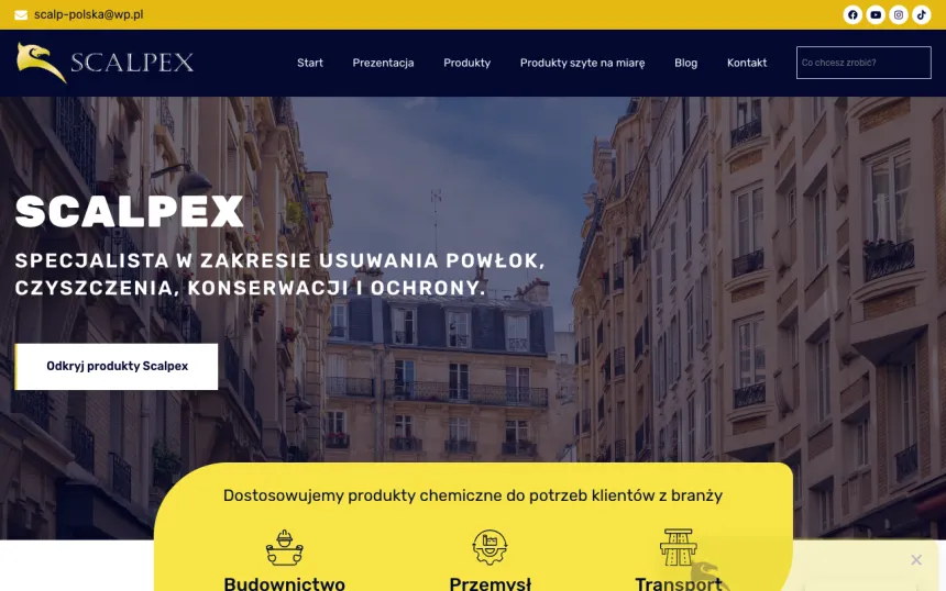 Strona internetowa Scalpex, realizacja Weblix