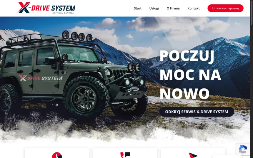 Strona internetowa X-Drive System, realizacja Weblix